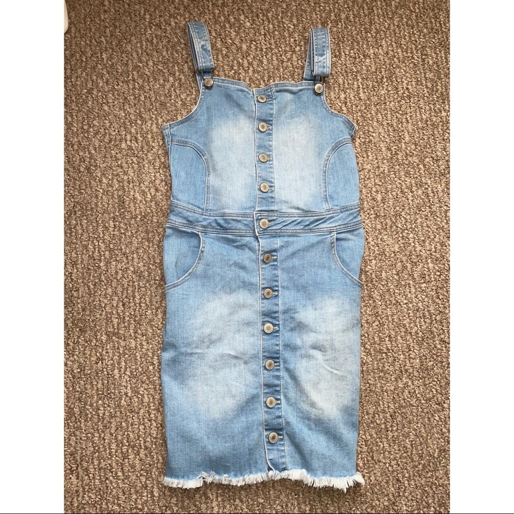 Basic Denim Wax Jean Overall Dress
